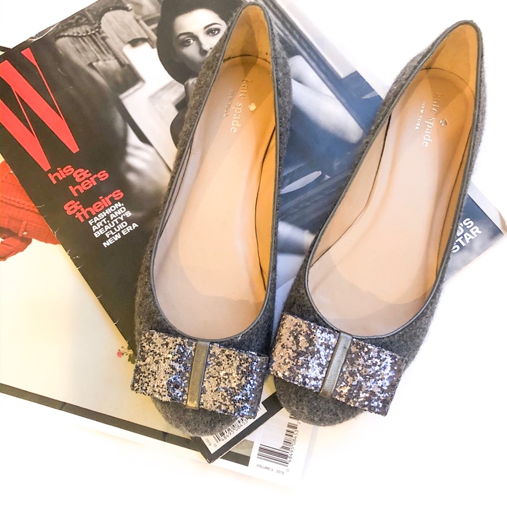 KATE SPADE WOOL BALLET GLITTER FLAT SIZE 9.